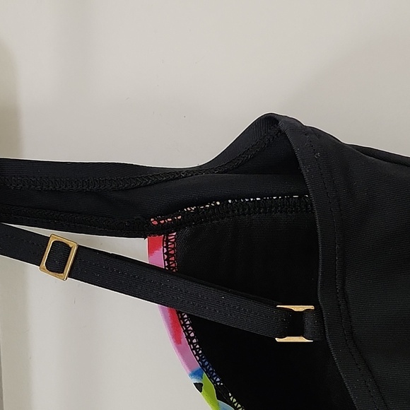 LA Blanca Coastal size 8 Front Shirred One Piece Swimsuit Black Floral - Picture 13 of 16